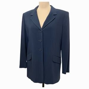Jones New York Petite 14P Navy Blue Blazer Jacket Lined Career Classic Staple